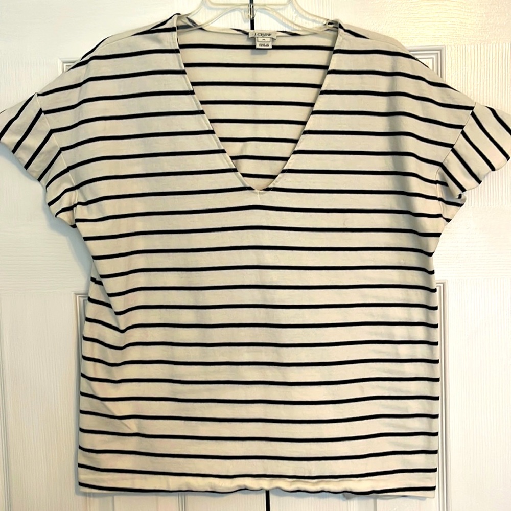 J. Crew Navy striped flutter sleeve cotton Tee, Size XL